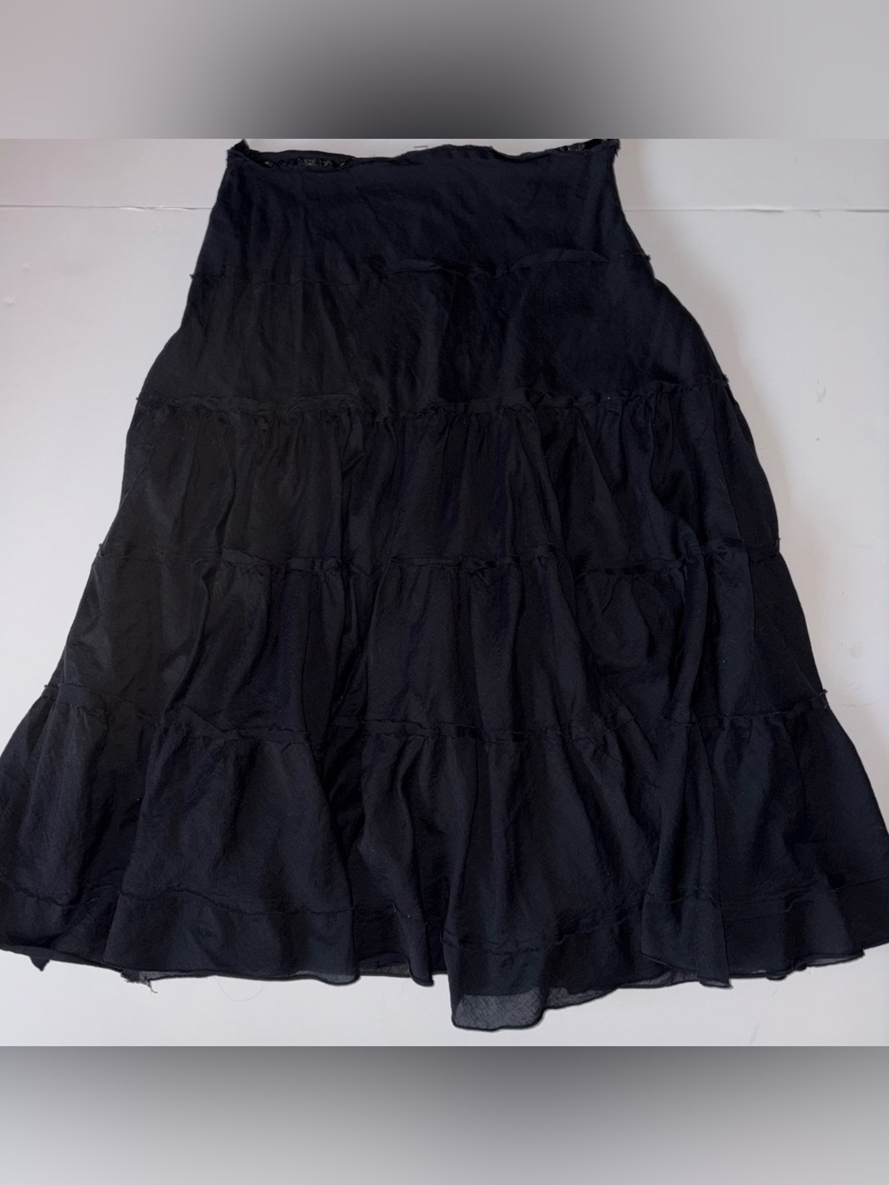 Women's Black Tiered Maxi Skirt - Flowy A-Line 100% cotton